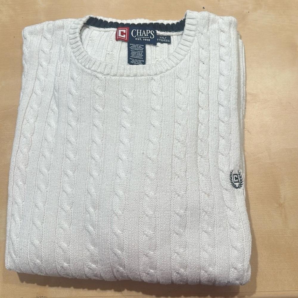 CHAPS white cable knit sweater size XXL/TTG
